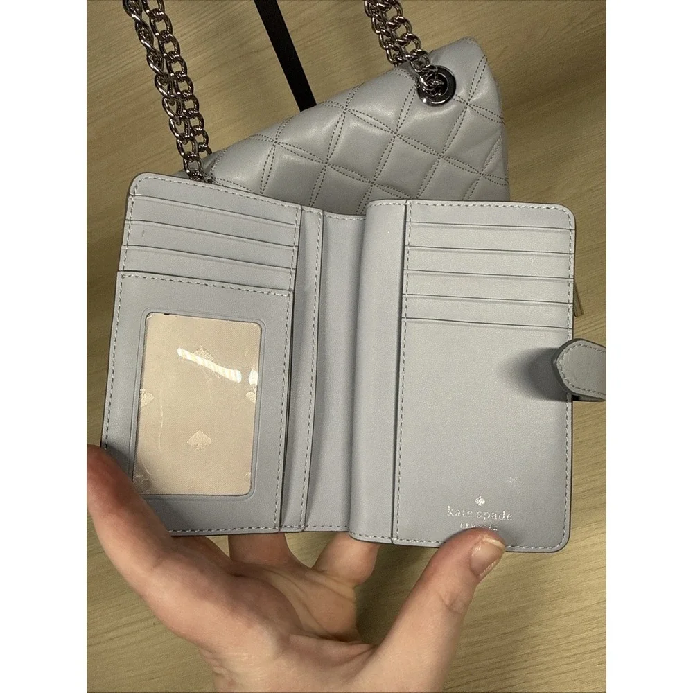 kate Spade Natalia Quilted Medium Chain Leather Shoulder Bag‎ And Wallet Brushed